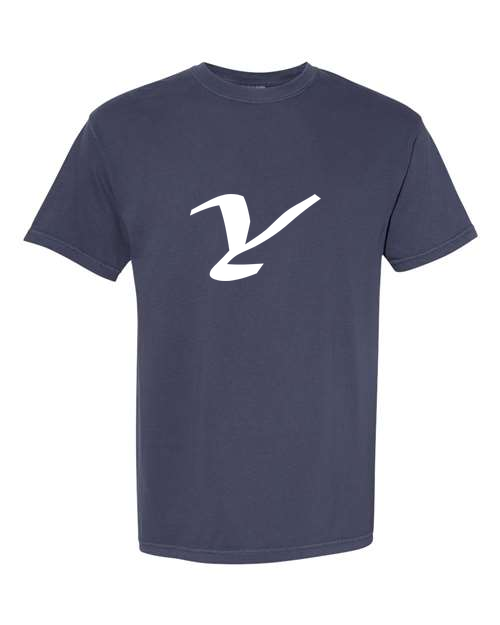 Alphabet Y T-Shirt 9 inch calligraphy White ink, Navy