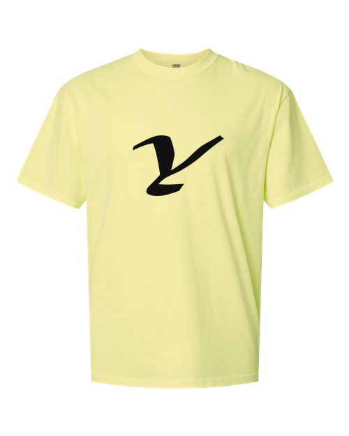 Alphabet Y T-Shirt 9 inch calligraphy Black ink, Neon Lemon