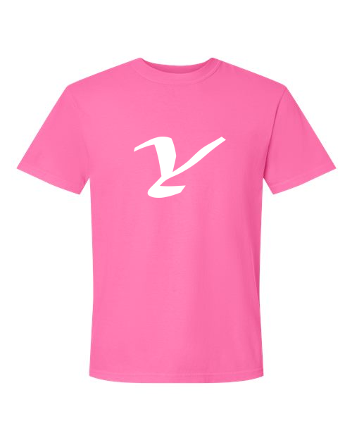 Alphabet Y T-Shirt 9 inch calligraphy White ink, Neon Pink