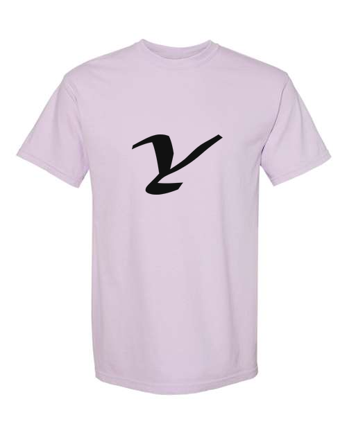 Alphabet Y T-Shirt 9 inch calligraphy Black ink, Orchid