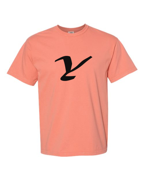 Alphabet Y T-Shirt 9 inch calligraphy Black ink, Terracotta