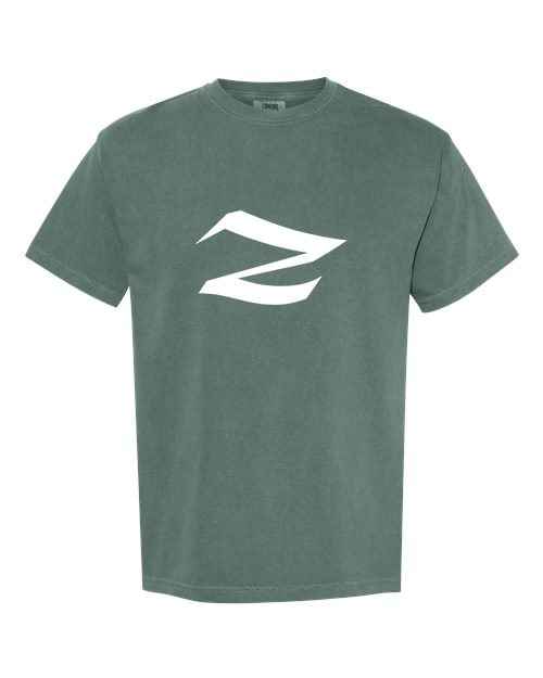 Alphabet Z T-Shirt 9 inch calligraphy White ink, Blue Spruce