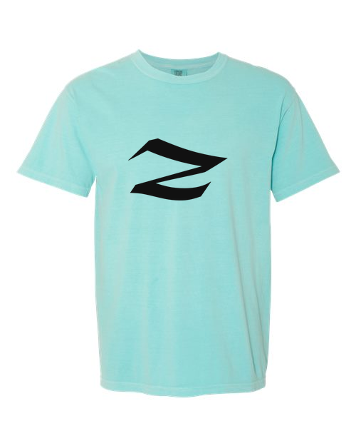 Alphabet Z T-Shirt 9 inch calligraphy Black ink, Chalky Mint