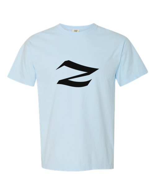 Alphabet Z T-Shirt 9 inch calligraphy Black ink, Chambray