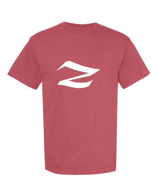 Alphabet Z T-Shirt 9 inch calligraphy White ink, Crimson