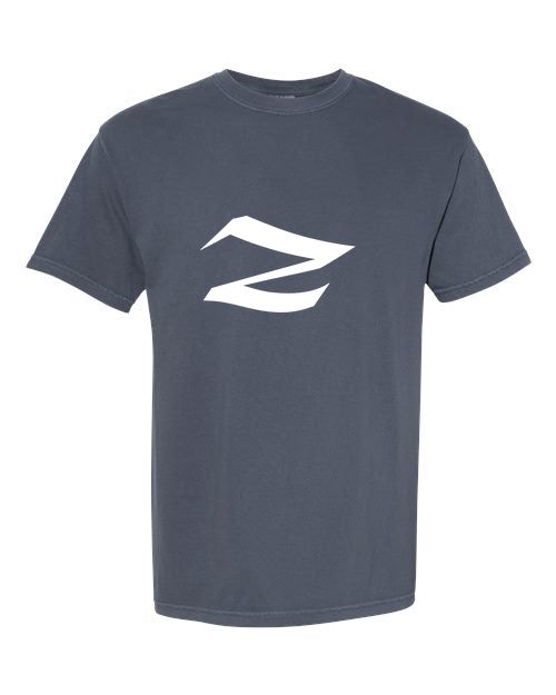 Alphabet Z T-Shirt 9 inch calligraphy White ink, Denim