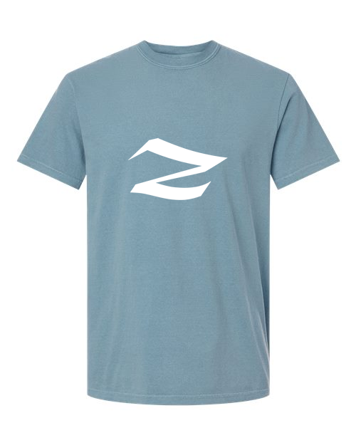Alphabet Z T-Shirt 9 inch calligraphy White ink, Ice Blue