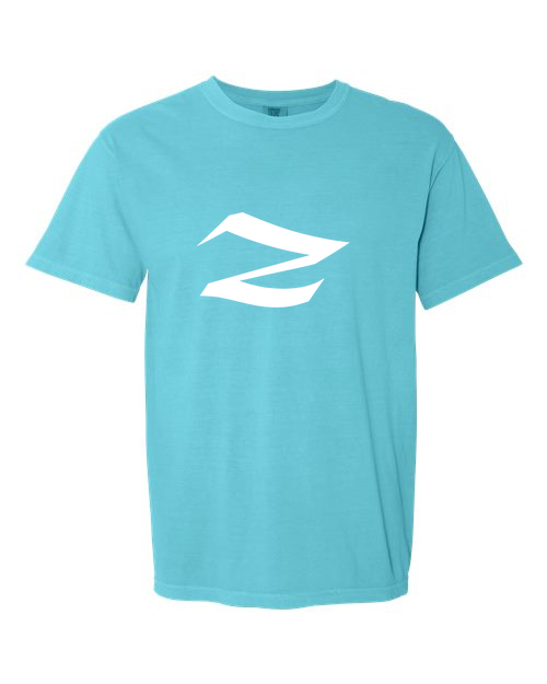 Alphabet Z T-Shirt 9 inch calligraphy White ink, Lagoon