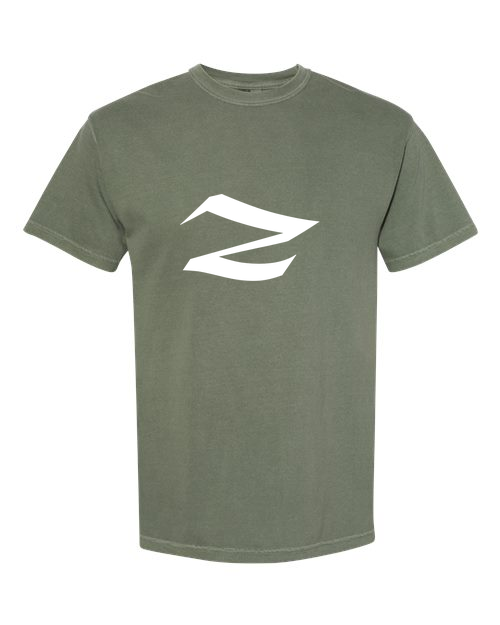 Alphabet Z T-Shirt 9 inch calligraphy White ink, Moss