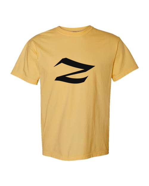 Alphabet Z T-Shirt 9 inch calligraphy Black ink, Mustard