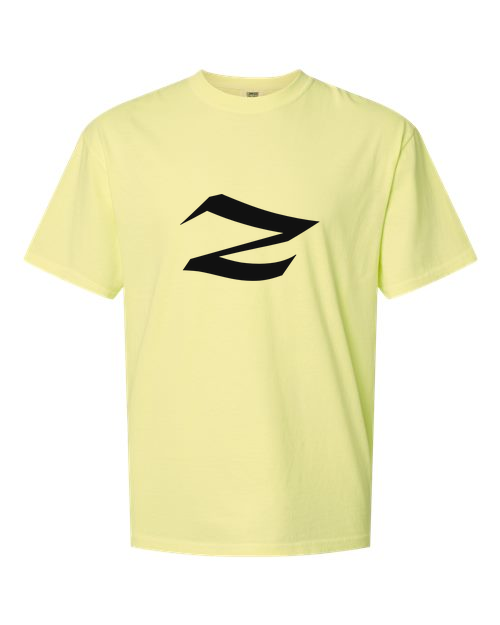 Alphabet Z T-Shirt 9 inch calligraphy Black ink, Neon Lemon
