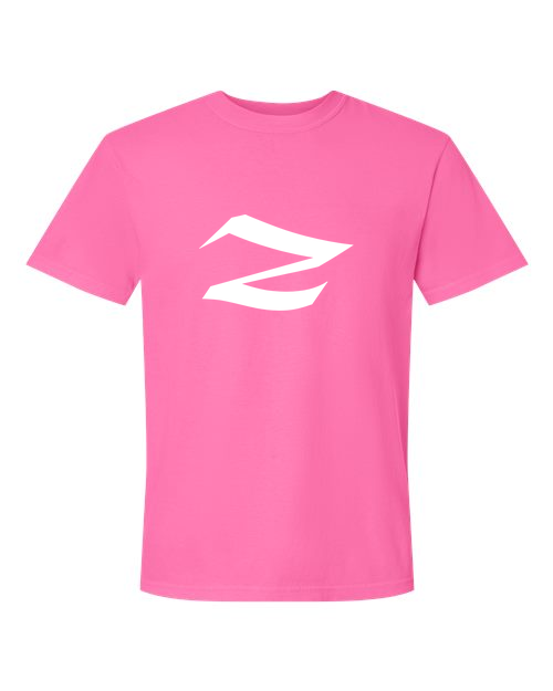 Alphabet Z T-Shirt 9 inch calligraphy White ink, Neon Pink