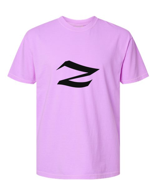 Alphabet Z T-Shirt 9 inch calligraphy Black ink, Neon Violet