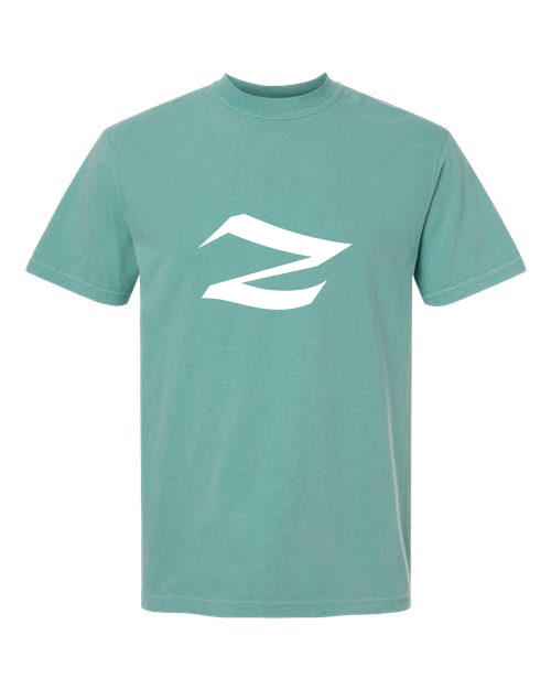 Alphabet Z T-Shirt 9 inch calligraphy White ink, Seafoam