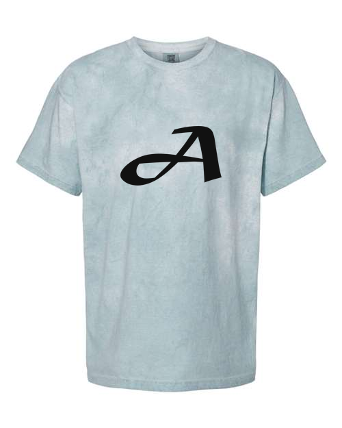 Alphabet A T-Shirt 9 inch calligraphy Black ink, Ocean