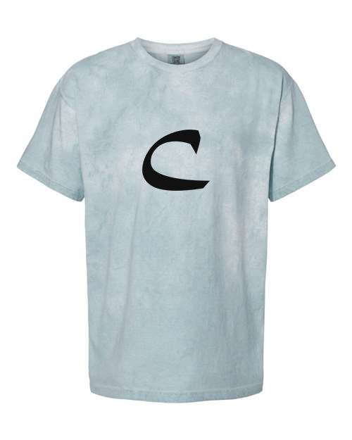 Alphabet C T-Shirt 9 inch calligraphy Black ink, Ocean