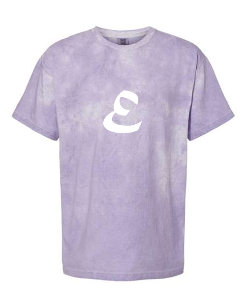 Alphabet E T-Shirt 9 inch calligraphy White ink, Amethyst