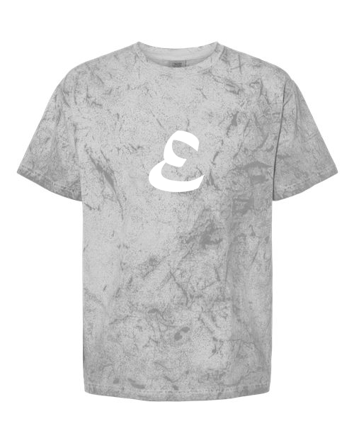 Alphabet E T-Shirt 9 inch calligraphy White ink, Smoke
