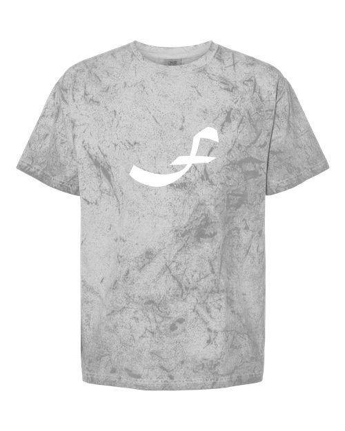 Alphabet F T-Shirt 9 inch calligraphy White ink, Smoke