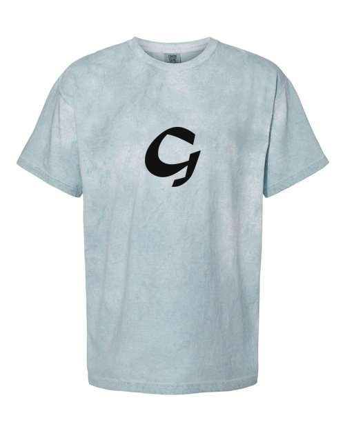 Alphabet G T-Shirt 9 inch calligraphy Black ink, Ocean