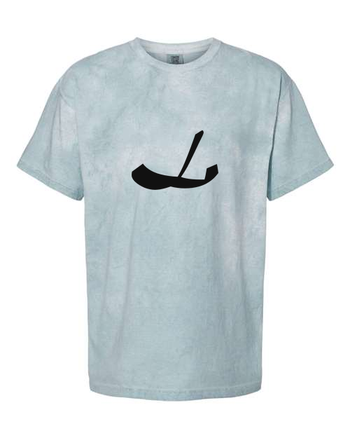 Alphabet L T-Shirt 9 inch calligraphy Black ink, Ocean