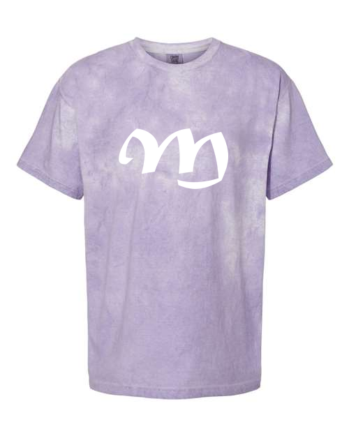 Alphabet M T-Shirt 9 inch calligraphy White ink, Amethyst