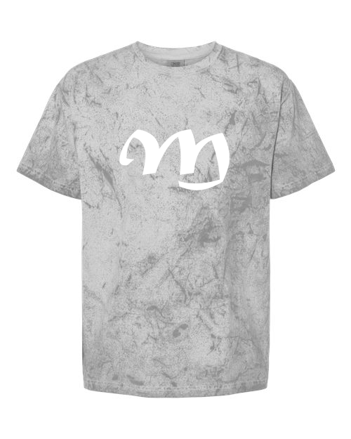 Alphabet M T-Shirt 9 inch calligraphy White ink, Smoke