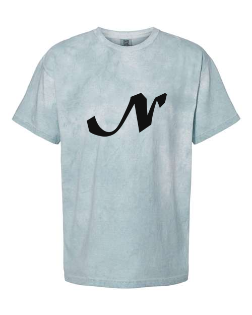 Alphabet N T-Shirt 9 inch calligraphy Black ink, Ocean