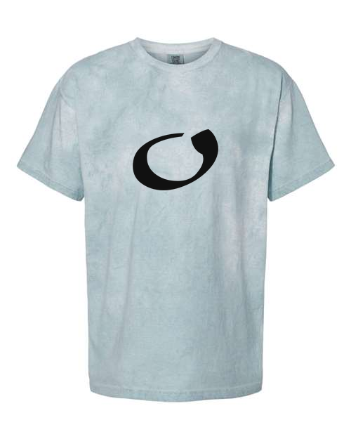 Alphabet O T-Shirt 9 inch calligraphy Black ink, Ocean