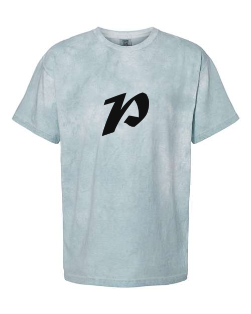 Alphabet P T-Shirt 9 inch calligraphy Black ink, Ocean