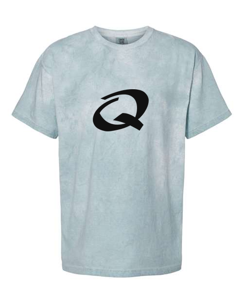 Alphabet Q T-Shirt 9 inch calligraphy Black ink, Ocean
