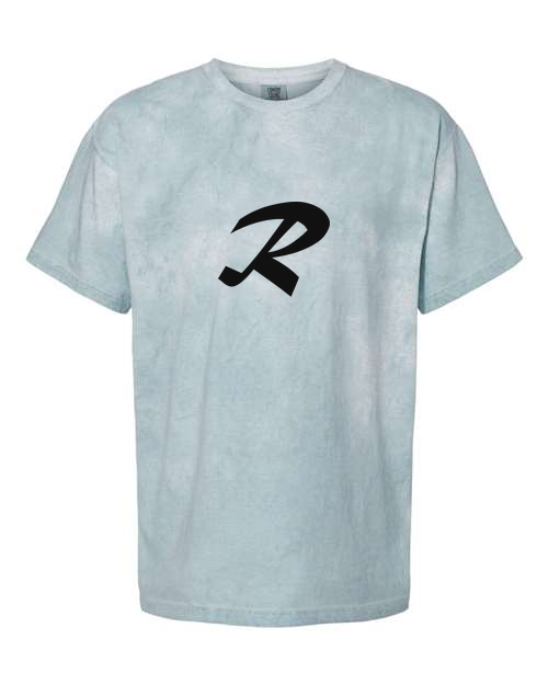 Alphabet R T-Shirt 9 inch calligraphy Black ink, Ocean
