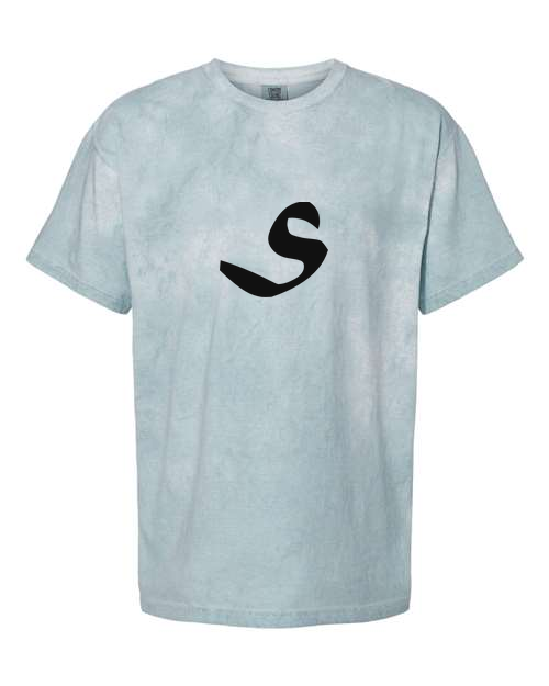 Alphabet S T-Shirt 9 inch calligraphy Black ink, Ocean