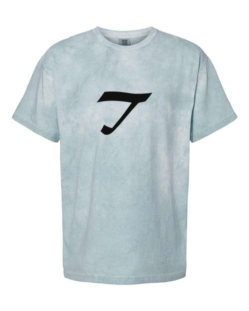 Alphabet T T-Shirt 9 inch calligraphy Black ink, Ocean