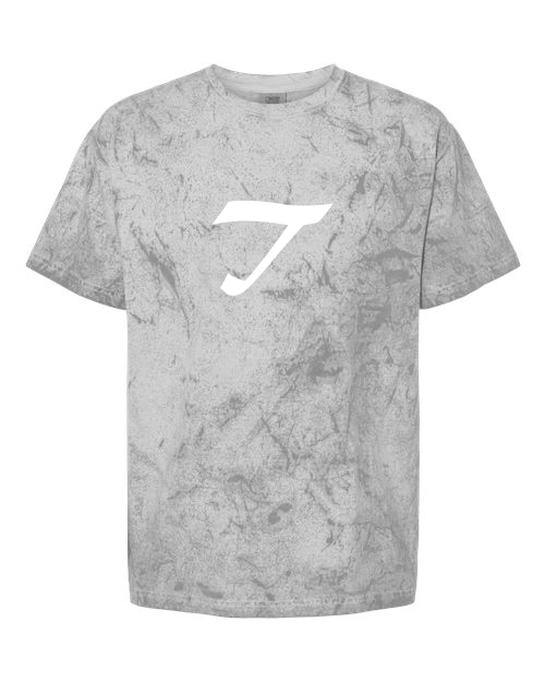 Alphabet T T-Shirt 9 inch calligraphy White ink, Smoke