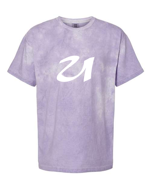 Alphabet U T-Shirt 9 inch calligraphy White ink, Amethyst