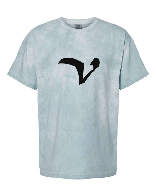 Alphabet V T-Shirt 9 inch calligraphy Black ink, Ocean