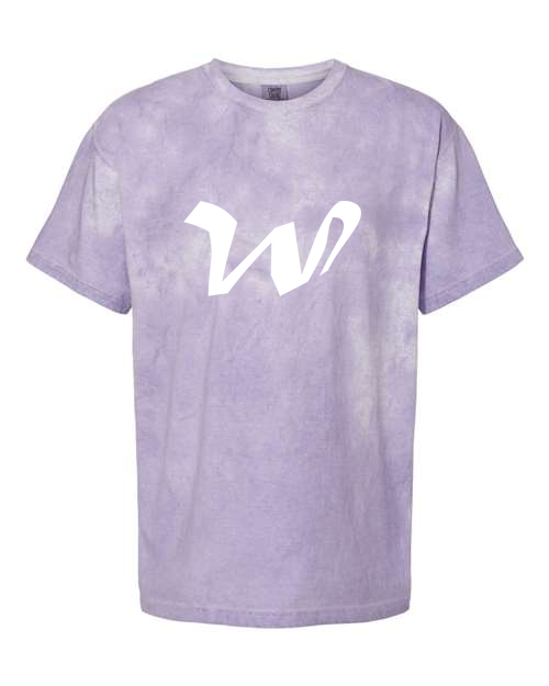 Alphabet W T-Shirt 9 inch calligraphy White ink, Amethyst