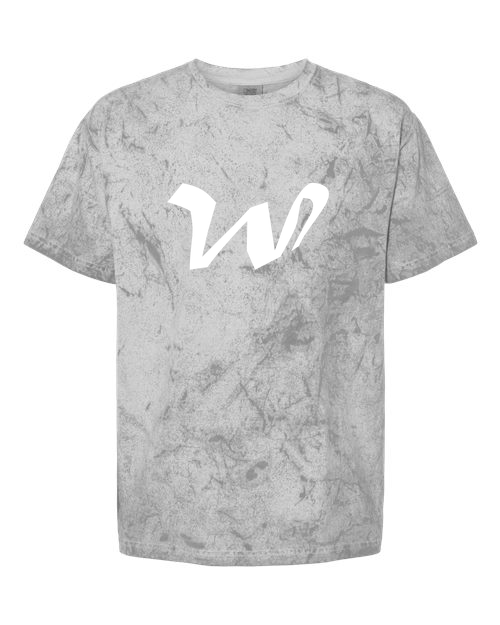 Alphabet W T-Shirt 9 inch calligraphy White ink, Smoke