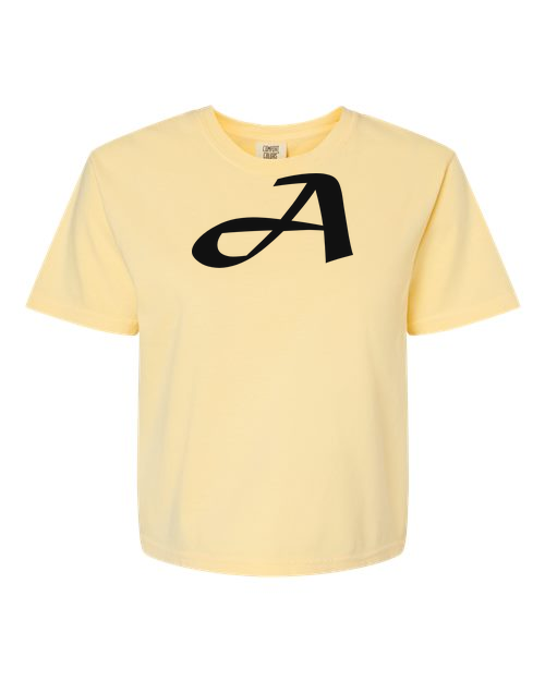 Alphabet A T-Shirt 9 inch calligraphy Black ink, Butter