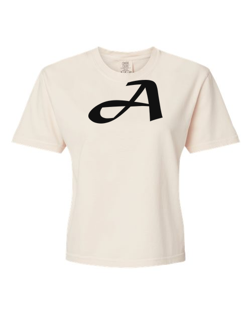 Alphabet A T-Shirt 9 inch calligraphy Black ink, Ivory