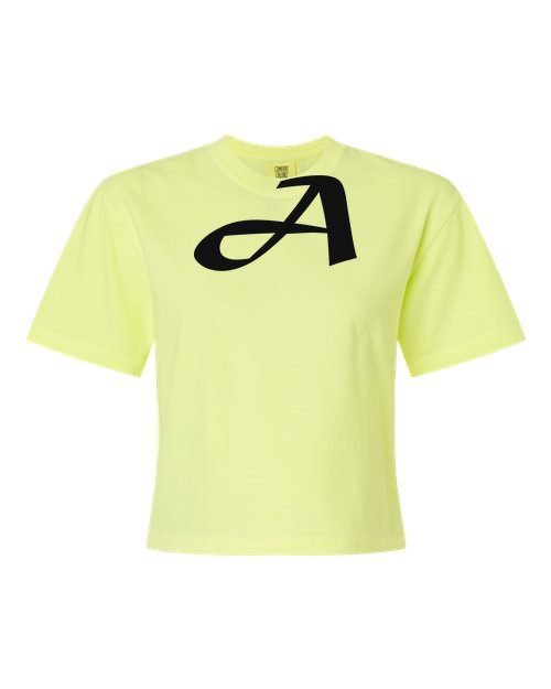 Alphabet A T-Shirt 9 inch calligraphy Black ink, Neon Lemon