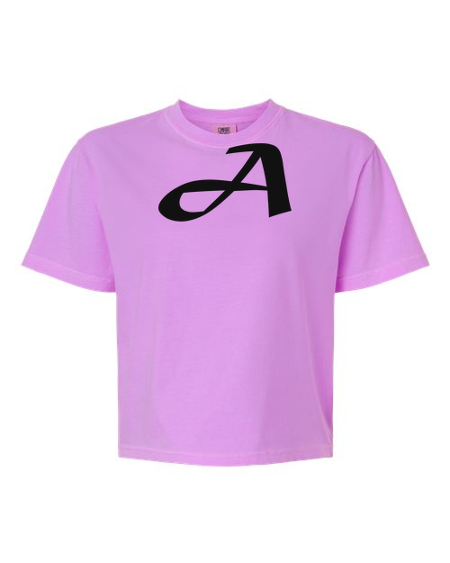 Alphabet A T-Shirt 9 inch calligraphy Black ink, Neon Violet