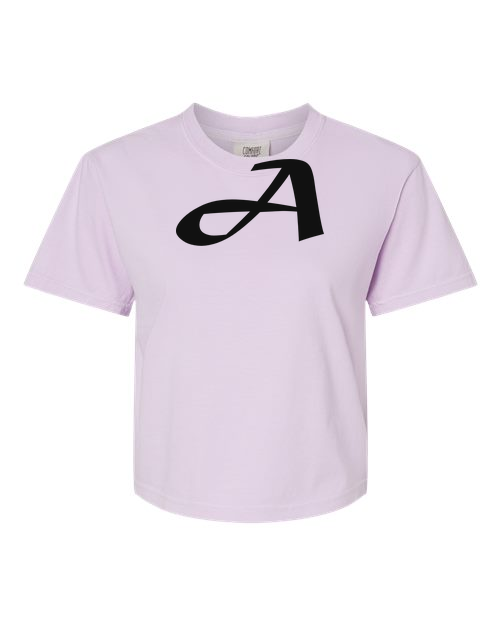 Alphabet A T-Shirt 9 inch calligraphy Black ink, Orchid