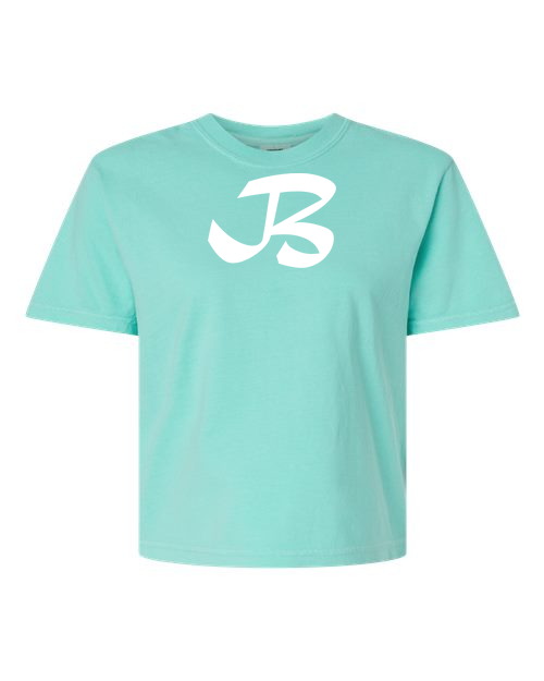 Alphabet B T-Shirt 9 inch calligraphy White ink, Chalky Mint
