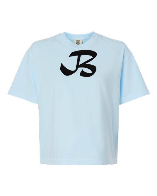 Alphabet B T-Shirt 9 inch calligraphy Black ink, Chambray