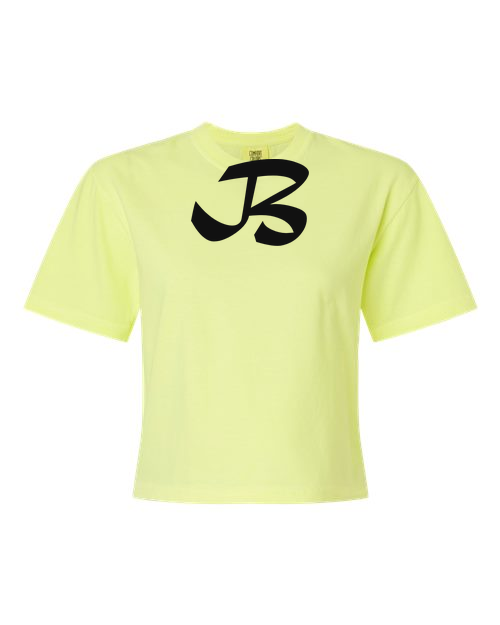 Alphabet B T-Shirt 9 inch calligraphy Black ink, Neon Lemon