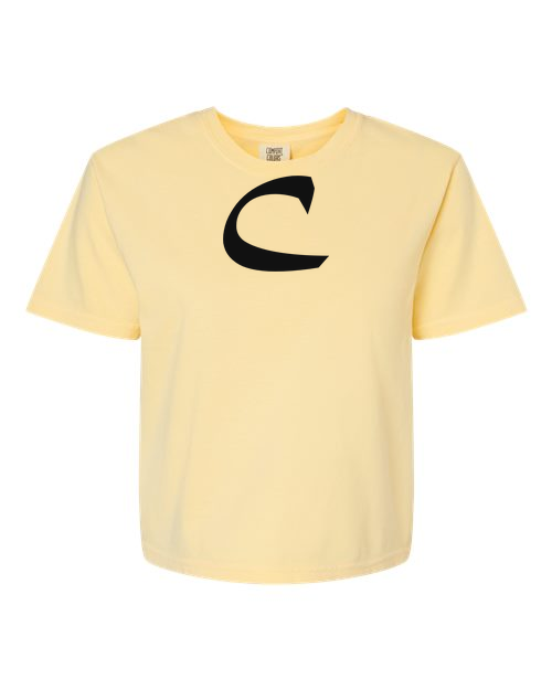 Alphabet C T-Shirt 9 inch calligraphy Black ink, Butter