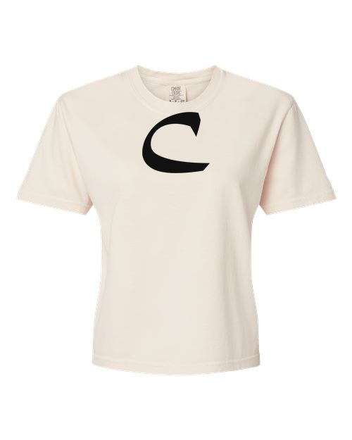 Alphabet C T-Shirt 9 inch calligraphy Black ink, Ivory