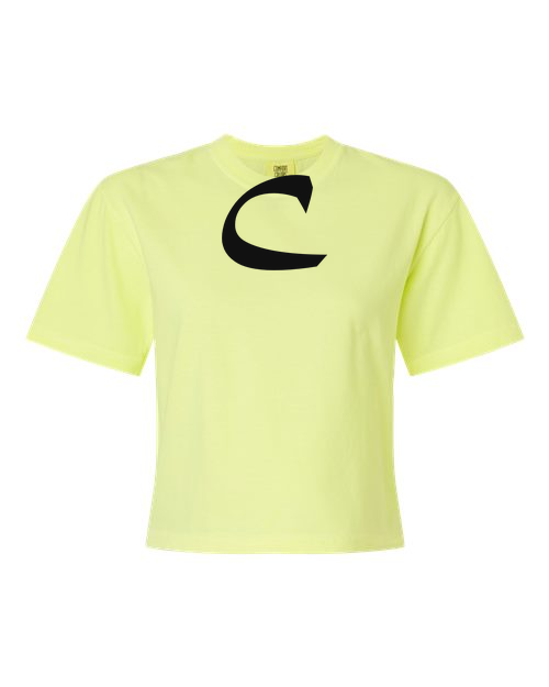 Alphabet C T-Shirt 9 inch calligraphy Black ink, Neon Lemon